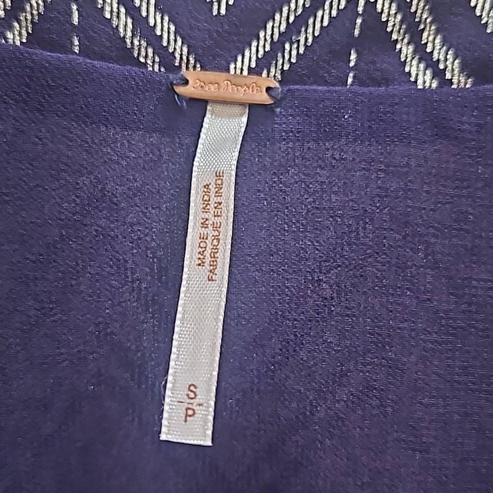 Free People Chevron V-Neck Blouson Mini Dress - Sz. Small - Picture 4 of 13